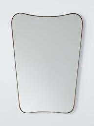 John Lewis Mid-Century Curved Metal Frame Wall Mirror, 70 x 50cm, Antique Brass
