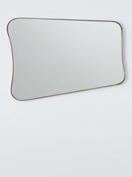 John Lewis Mid-Century Curved Metal Frame Wall Mirror, 70 x 50cm, Antique Brass - thumbnail 4