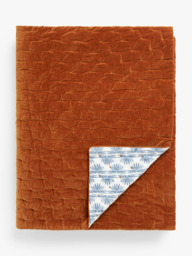 John Lewis Nyra Cotton Velvet Quilt, Rust/Blue