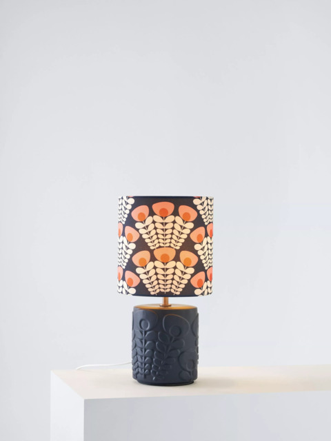 Orla Kiely Pink Stem Ceramic Table Lamp, Navy/Pink - image 1
