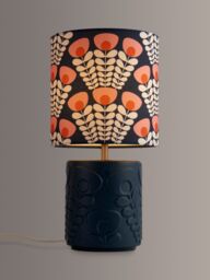 Orla Kiely Pink Stem Ceramic Table Lamp, Navy/Pink
