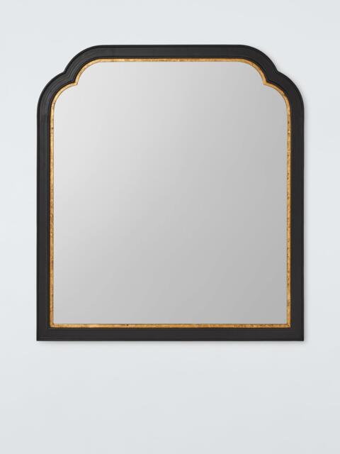 John Lewis Clipped Corner Wood Frame Overmantel Wall Mirror, 95 x 105cm, Black/Gold - image 1