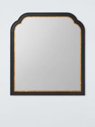 John Lewis Clipped Corner Wood Frame Overmantel Wall Mirror, 95 x 105cm, Black/Gold - thumbnail 1