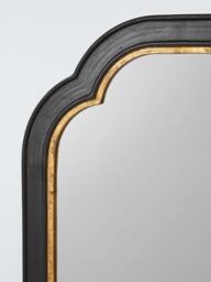 John Lewis Clipped Corner Wood Frame Overmantel Wall Mirror, 95 x 105cm, Black/Gold - thumbnail 2