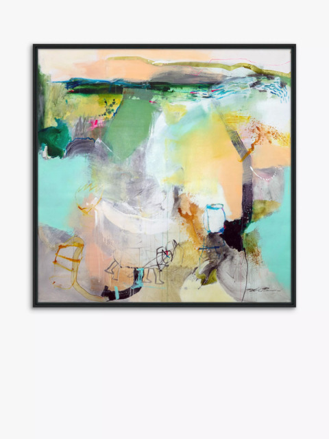 John Lewis Natasha Barnes 'Homeward Bound' Abstract Framed Canvas Print, 106 x 106cm, Green/Multi - image 1