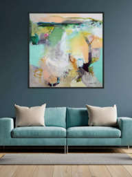 John Lewis Natasha Barnes 'Homeward Bound' Abstract Framed Canvas Print, 106 x 106cm, Green/Multi - thumbnail 2