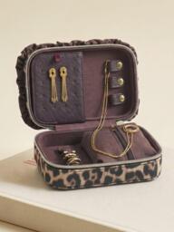 Estella Bartlett Large Leopard Print Ruffle Jewellery Box, Brown - thumbnail 4