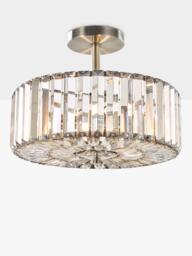 Laura Ashley Fernhurst 3 Bulb Semi Flush Ceiling Light, Champagne Gold - thumbnail 1