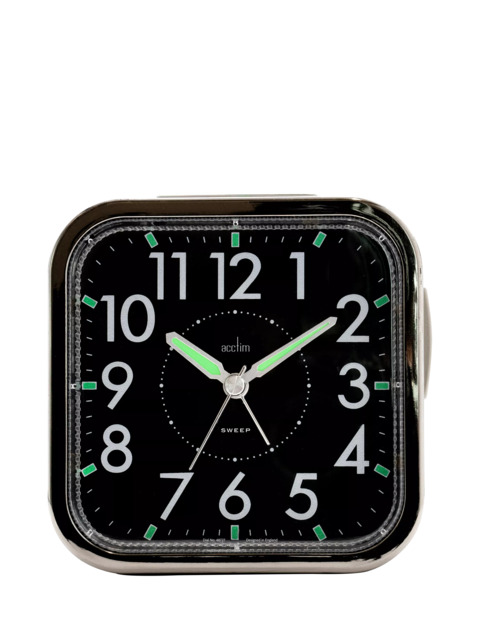 Acctim Analogue Square Alarm Clock, Black - image 1