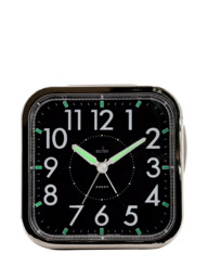 Acctim Analogue Square Alarm Clock, Black - thumbnail 1