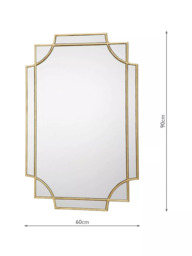 Där Guapo Rectangular Metal Frame Wall Mirror, 90 x 60cm, Gold - thumbnail 4