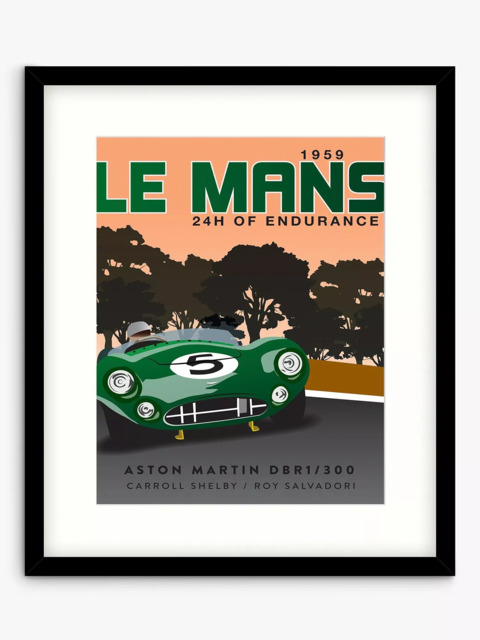 John Lewis Zucarto Art Studios Le Mans 1959 Car Race Framed Print & Mount, 63.5 x 53.5cm, Green/Multi