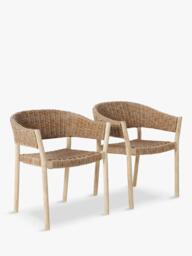 John Lewis OUTLET Burford Garden Woven Dining Chairs, Set of 2, FSC-Certified (Acacia Wood), Like New, Natural