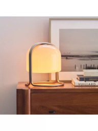 west elm Remy Domed Glass Table Lamp, Beige - thumbnail 2