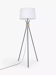 John Lewis Locket Tripod Floor Lamp, Black/Brass - thumbnail 3