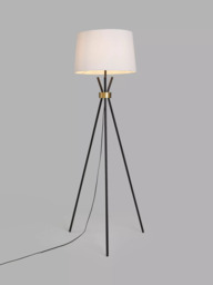 John Lewis Locket Tripod Floor Lamp, Black/Brass - thumbnail 1
