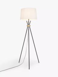 John Lewis Locket Tripod Floor Lamp, Black/Brass - thumbnail 4