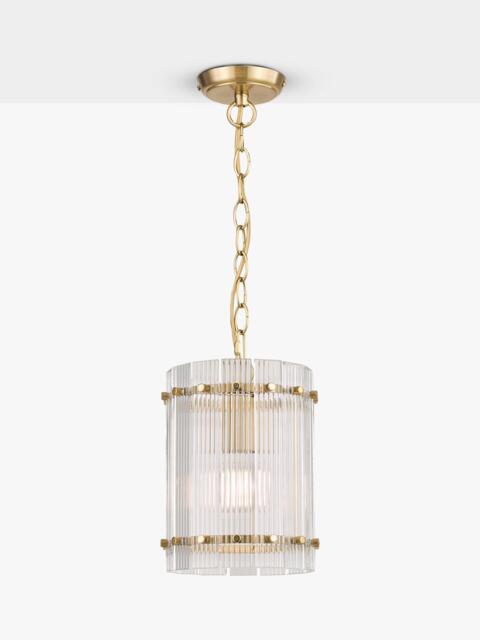 John Lewis Textured Glass Hall Pendant Ceiling Light, Antique Brass - image 1