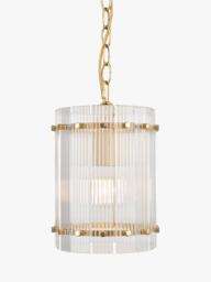 John Lewis Textured Glass Hall Pendant Ceiling Light, Antique Brass - thumbnail 4