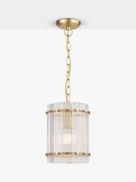 John Lewis Textured Glass Hall Pendant Ceiling Light, Antique Brass - thumbnail 1