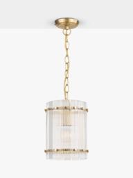 John Lewis Textured Glass Hall Pendant Ceiling Light, Antique Brass - thumbnail 3
