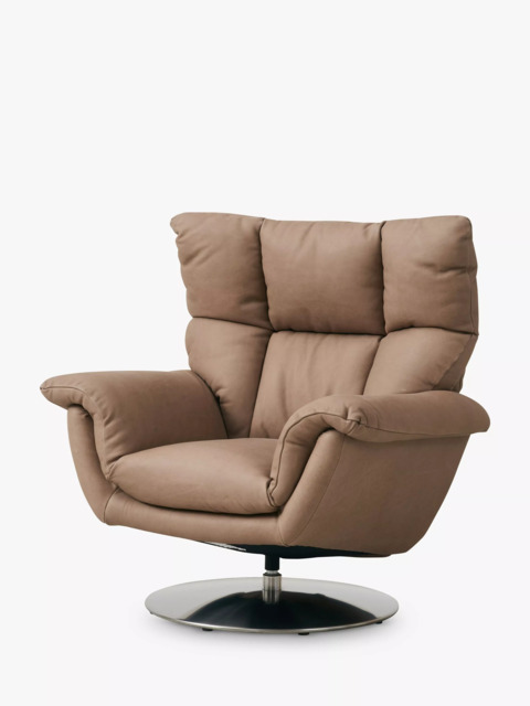 Halo Boss Leather Swivel Chair, Metal Leg, Tipped Taupe - image 1