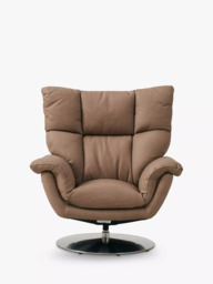 Halo Boss Leather Swivel Chair, Metal Leg, Tipped Taupe - thumbnail 4