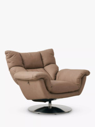 Halo Boss Leather Swivel Chair, Metal Leg, Tipped Taupe - thumbnail 3