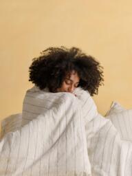 Bedfolk 100% Linen Stripe Bedding, White/Grey - thumbnail 3