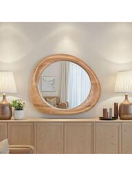 Yearn Eden Oak Wood Wall Mirror, 100 x 90cm, Natural - thumbnail 1