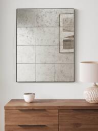 John Lewis Antique Tile Glass Rectangular Wall Mirror, 90 x 70cm, Matt Black - thumbnail 2