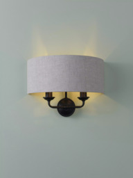 Laura Ashley Sorrento Double Wall Light, Black - thumbnail 1