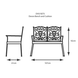 LG Outdoor Devon Bench and Cushion, Bronze - thumbnail 4