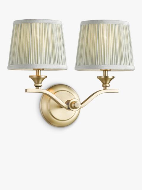 Laura Ashley Hemsley 2 Arm Pleat Shade Wall Light, Antique Brass/Sage - image 1