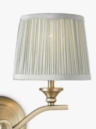 Laura Ashley Hemsley 2 Arm Pleat Shade Wall Light, Antique Brass/Sage - thumbnail 3