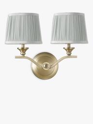 Laura Ashley Hemsley 2 Arm Pleat Shade Wall Light, Antique Brass/Sage - thumbnail 6