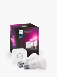 Philips Hue White and Colour Ambiance Wireless Lighting LED Starter Kit with 2 E27 Bulbs with Bluetooth & Bridge - thumbnail 1
