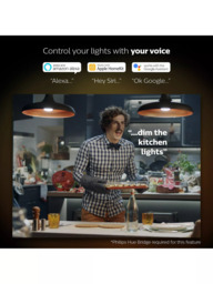 Philips Hue White and Colour Ambiance Wireless Lighting LED Starter Kit with 2 E27 Bulbs with Bluetooth & Bridge - thumbnail 5