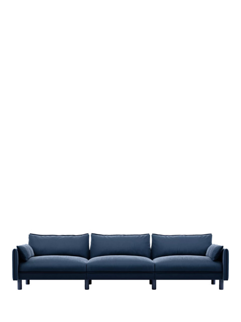 Cozmo Cozy 5 Seater Sofa, Blue Velvet Blue Piping - image 1