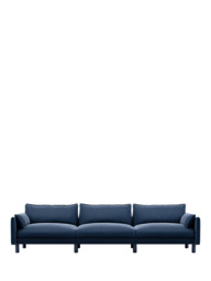 Cozmo Cozy 5 Seater Sofa, Blue Velvet Blue Piping - thumbnail 1