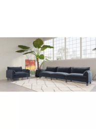 Cozmo Cozy 5 Seater Sofa, Blue Velvet Blue Piping - thumbnail 2