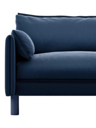 Cozmo Cozy 5 Seater Sofa, Blue Velvet Blue Piping - thumbnail 4