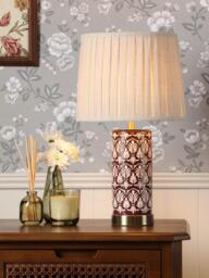 Laura Ashley Medlock Ceramic Base Table Lamp, Plum - thumbnail 2