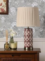 Laura Ashley Medlock Ceramic Base Table Lamp, Plum - thumbnail 6