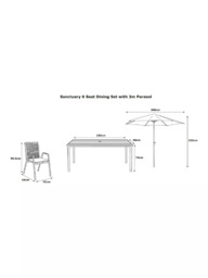 LG Outdoor Sanctuary Rope 6-Seater Rectangular Garden Dining Table & Chairs Set with Parasol, Grey - thumbnail 2