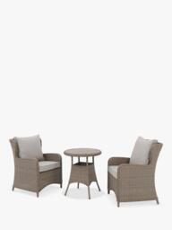 KETTLER Derwent Woven 2-Seater Round Garden Bistro Table & Chairs Set, Brown - thumbnail 1
