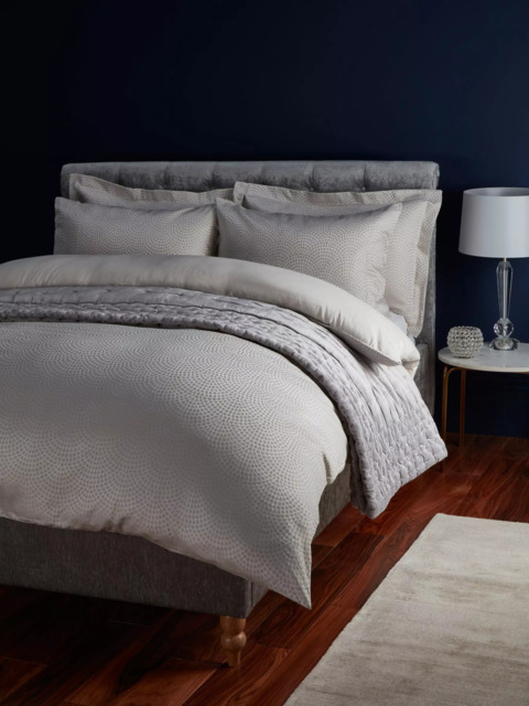 John Lewis Lucca Pure Cotton Woven Jacquard Bedding, Silver - image 1