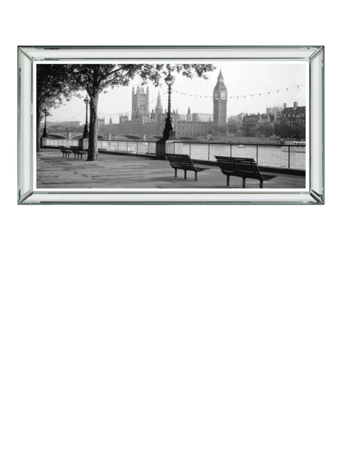 Brookpace Lascelles 'Big Ben & River Thames, London' Framed Print, 53 x 103cm, Black/White - image 1