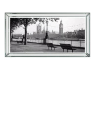 Brookpace Lascelles 'Big Ben & River Thames, London' Framed Print, 53 x 103cm, Black/White - thumbnail 1
