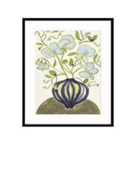 John Lewis La Poire 'Sweet Peas' Framed Print & Mount, 62 x 52cm, Green/Blue - thumbnail 1
